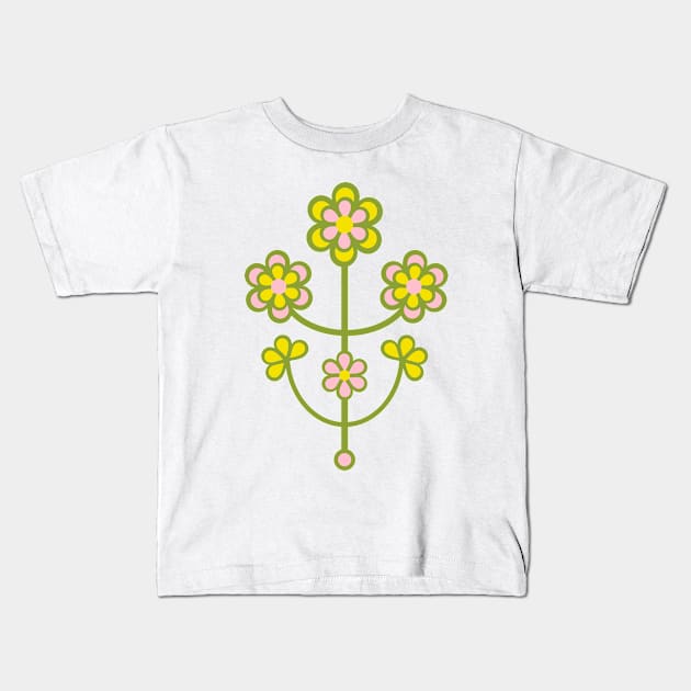 DAISY CHAIN Folk Art Mid-Century Modern Scandi Floral With Flower Blossoms on Cream - UnBlink Studio by Jackie Tahara Kids T-Shirt by UnBlink Studio by Jackie Tahara